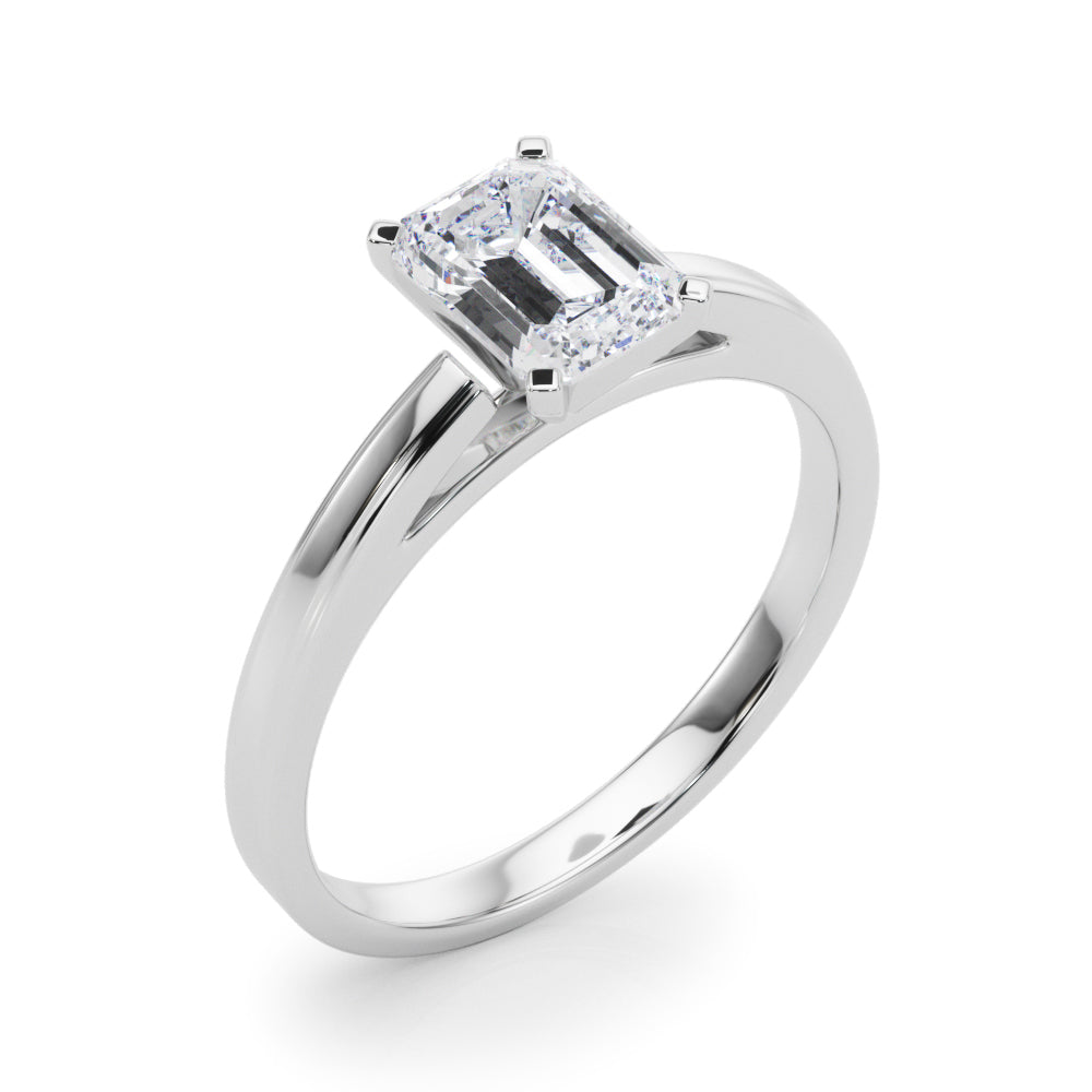 LUMEO Emerald Solitaire Diamond Engagement Ring Angle View in Platinum 