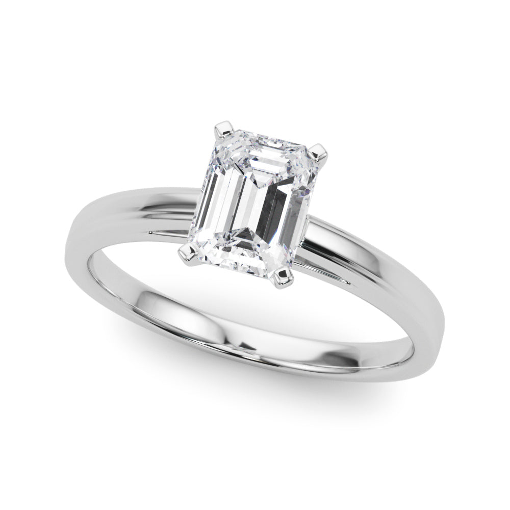 LUMEO Emerald Solitaire Diamond Engagement Ring Front View in Platinum 