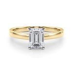 LUMEO Emerald Solitaire Diamond Engagement Ring Set in 18k Solid Yellow Gold 