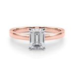 LUMEO Emerald Solitaire Diamond Engagement Ring Set in 18k Solid Rose Gold 