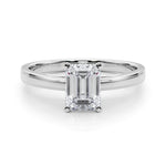 LUMEO Emerald Solitaire Diamond Engagement Ring Set in Platinum 