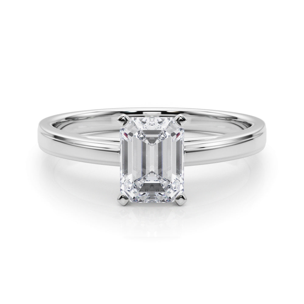 LUMEO Emerald Solitaire Diamond Engagement Ring Set in Platinum 