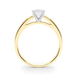 LUMEO Emerald Solitaire Diamond Engagement Ring Side View in 18k Solid Yellow Gold 