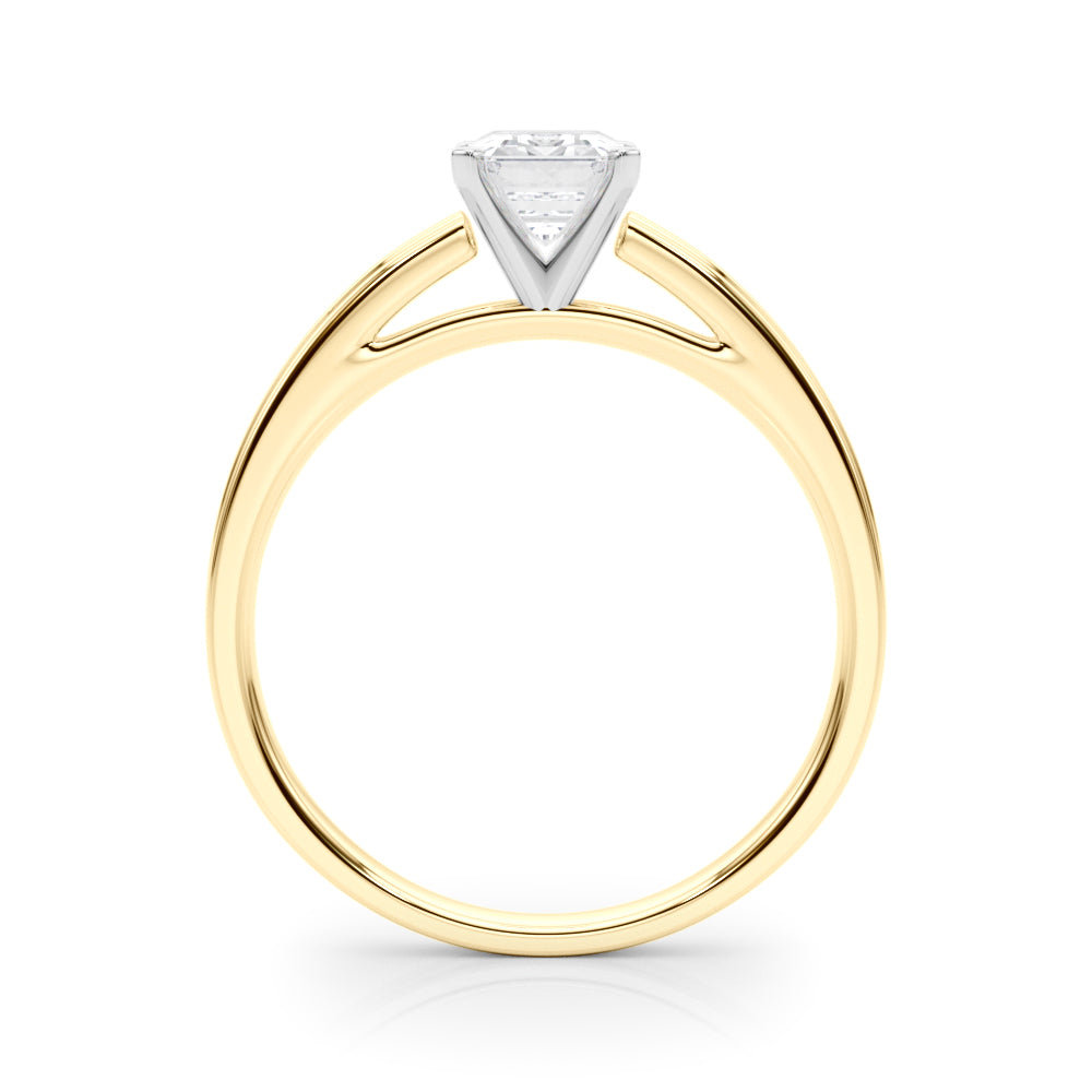 LUMEO Emerald Solitaire Diamond Engagement Ring Side View in 18k Solid Yellow Gold 