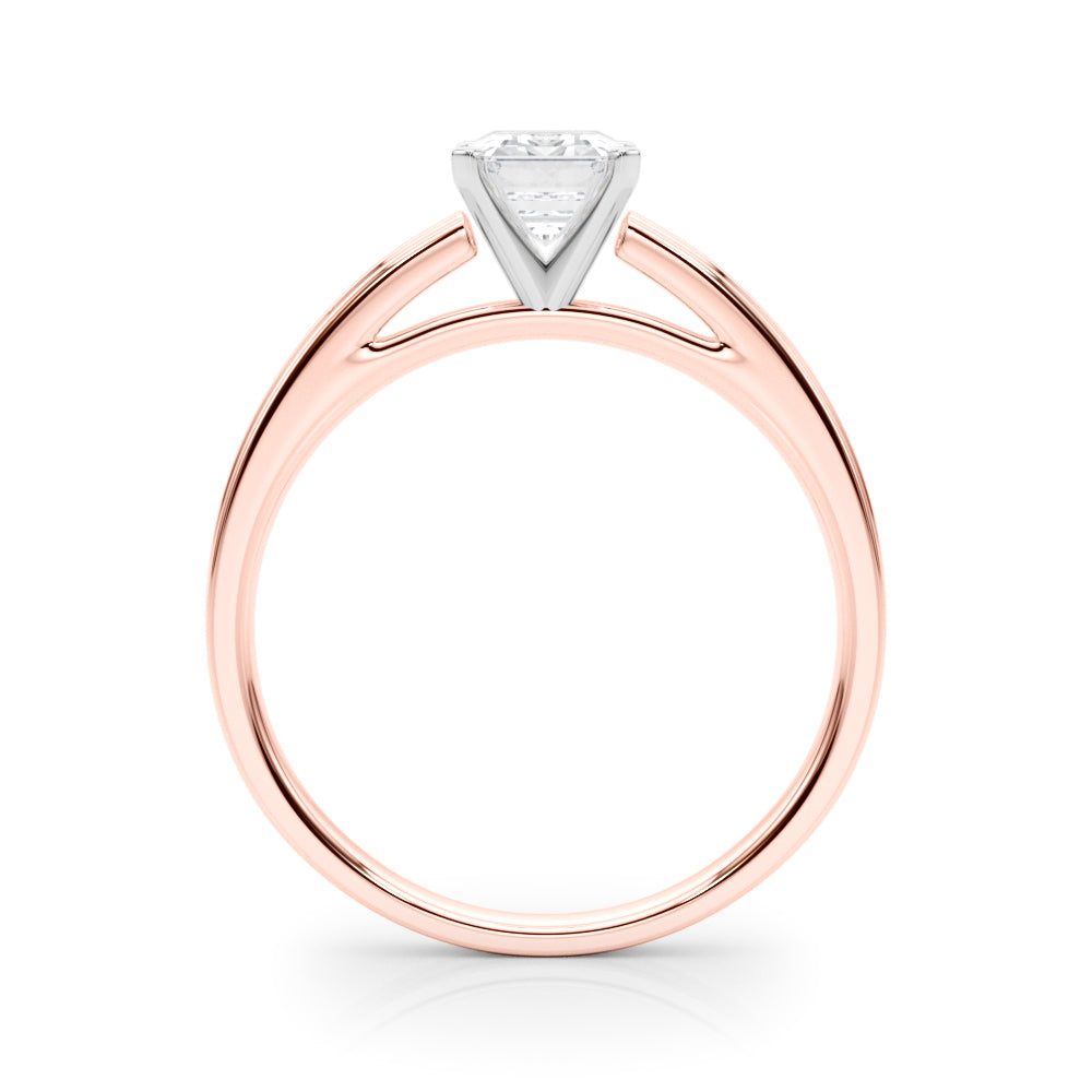 LUMEO Emerald Solitaire Diamond Engagement Ring Side View in 18k Solid Rose Gold 