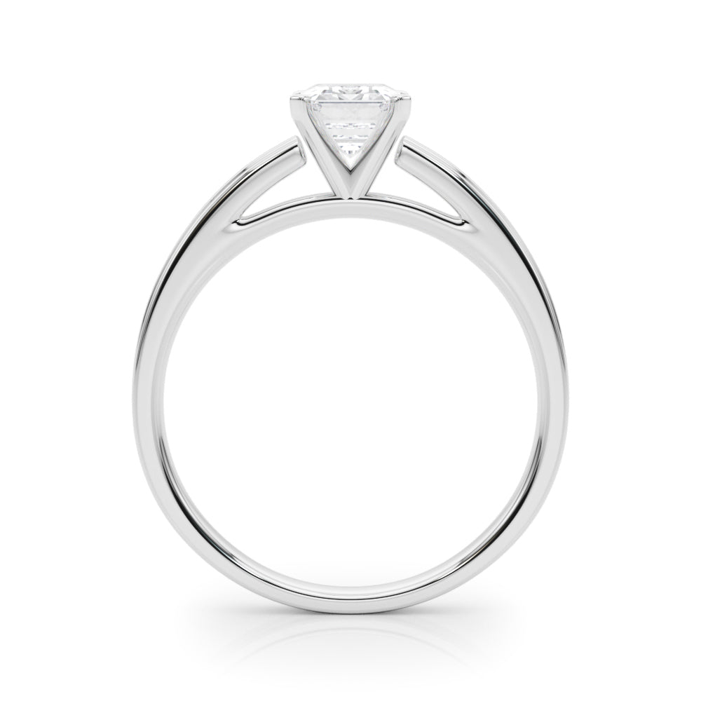 LUMEO Emerald Solitaire Diamond Engagement Ring Side View in Platinum 