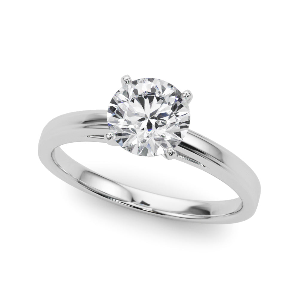 LUMEO Round Solitaire Diamond Engagement Ring Front View in Platinum 
