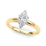 LUMEO Marquise Solitaire Diamond Engagement Ring Front View in 18k Solid Yellow Gold 