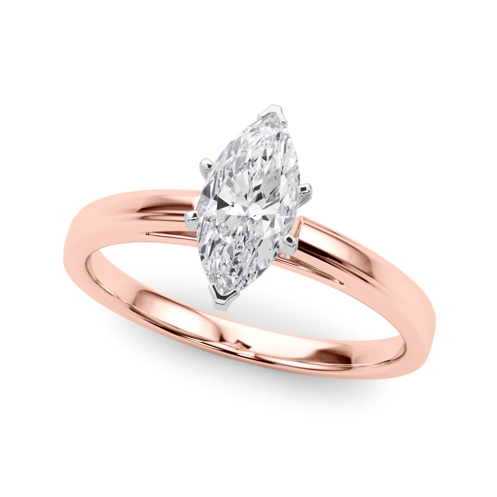 LUMEO Marquise Solitaire Diamond Engagement Ring Front View in 18k Solid Rose Gold 