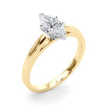 LUMEO Marquise Solitaire Diamond Engagement Ring Angle View in 18k Solid Yellow Gold 