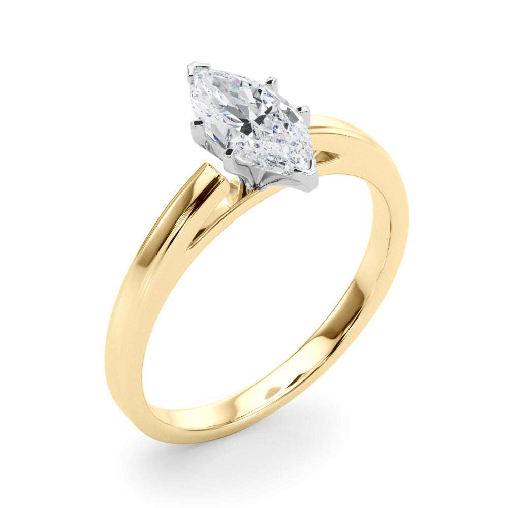 LUMEO Marquise Solitaire Diamond Engagement Ring Angle View in 18k Solid Yellow Gold 