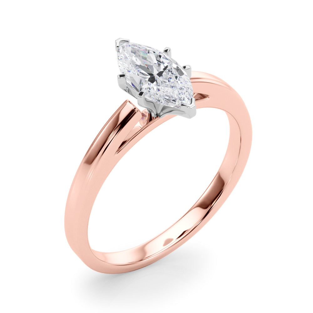 LUMEO Marquise Solitaire Diamond Engagement Ring Angle View in 18k Solid Rose Gold 