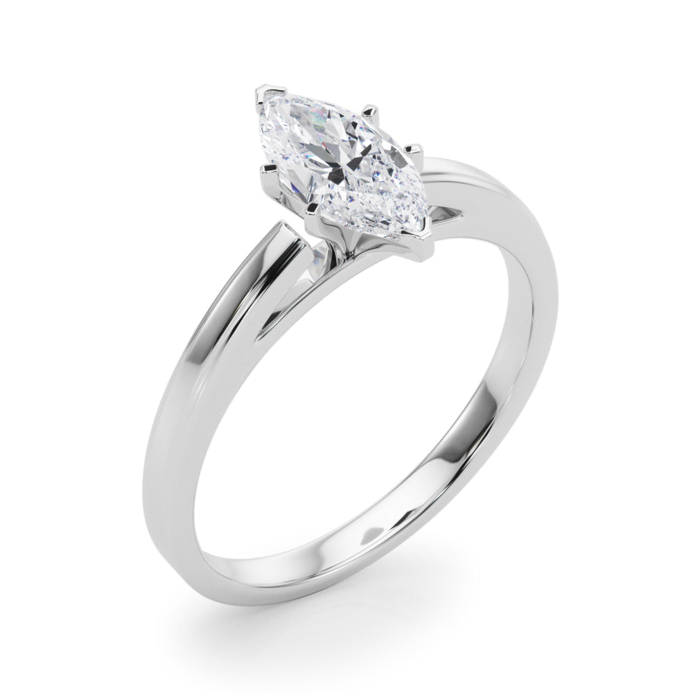 LUMEO Marquise Solitaire Diamond Engagement Ring Angle View in Platinum 