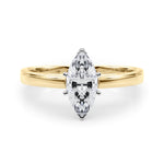 LUMEO Marquise Solitaire Diamond Engagement Ring Set in 18k Solid Yellow Gold 