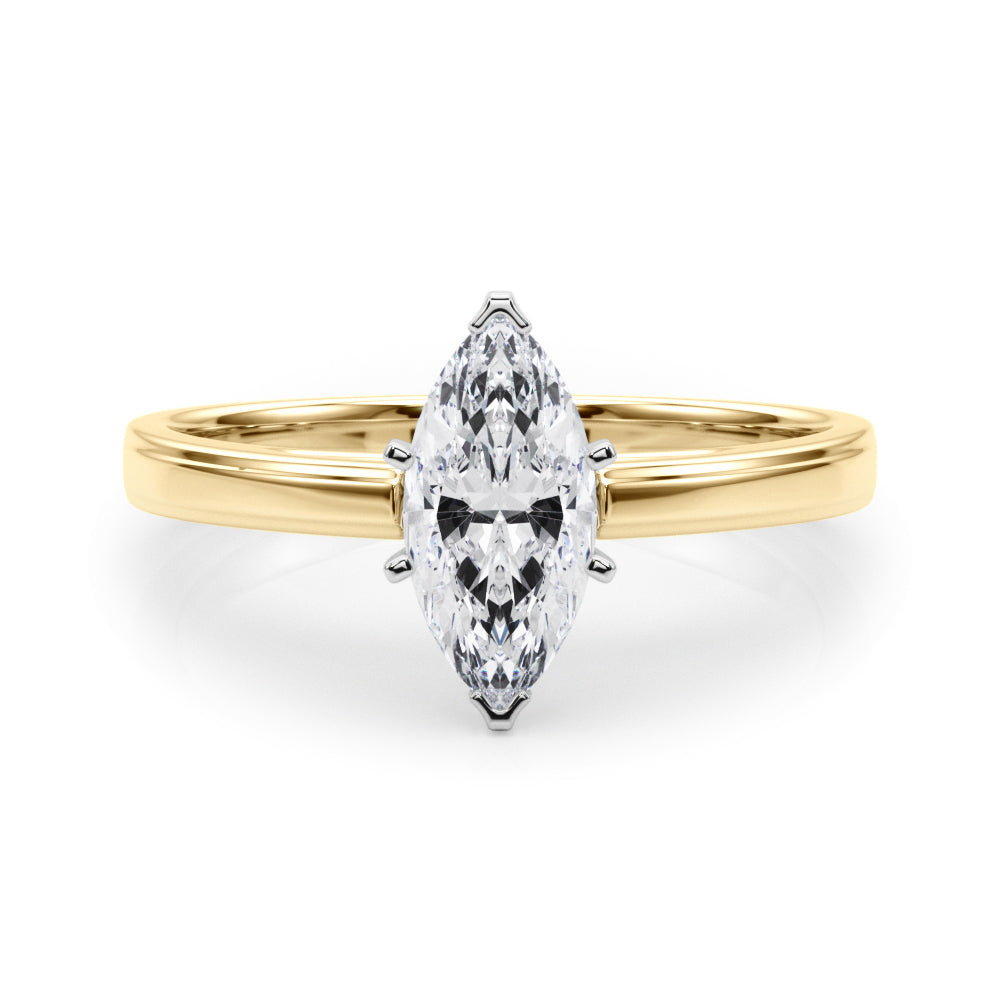 LUMEO Marquise Solitaire Diamond Engagement Ring Set in 18k Solid Yellow Gold 