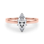 LUMEO Marquise Solitaire Diamond Engagement Ring Set in 18k Solid Rose Gold 