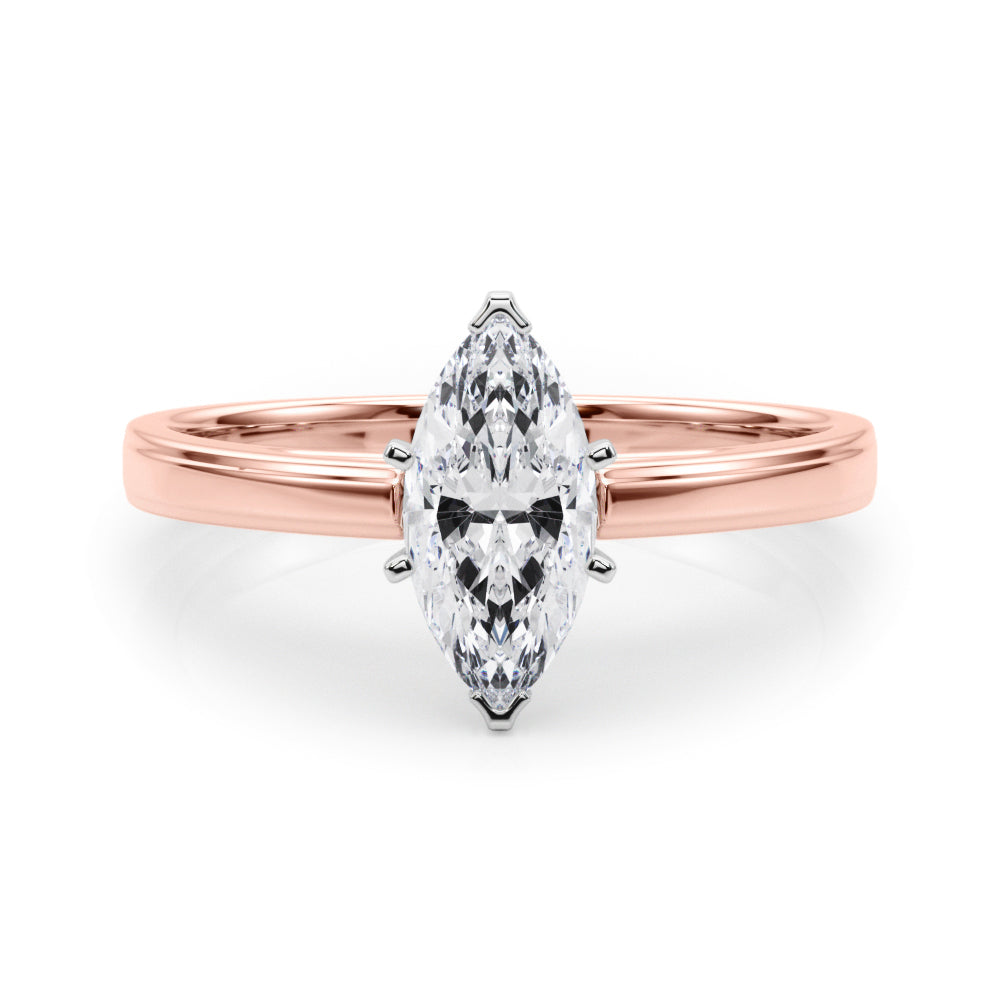 LUMEO Marquise Solitaire Diamond Engagement Ring Set in 18k Solid Rose Gold 