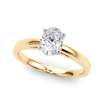 LUMEO Oval Solitaire Diamond Engagement Ring Front View in 18k Solid Yellow Gold 
