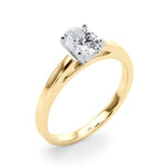 LUMEO Oval Solitaire Diamond Engagement Ring Angle View in 18k Solid Yellow Gold 