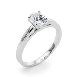 LUMEO Oval Solitaire Diamond Engagement Ring Angle View in Platinum 
