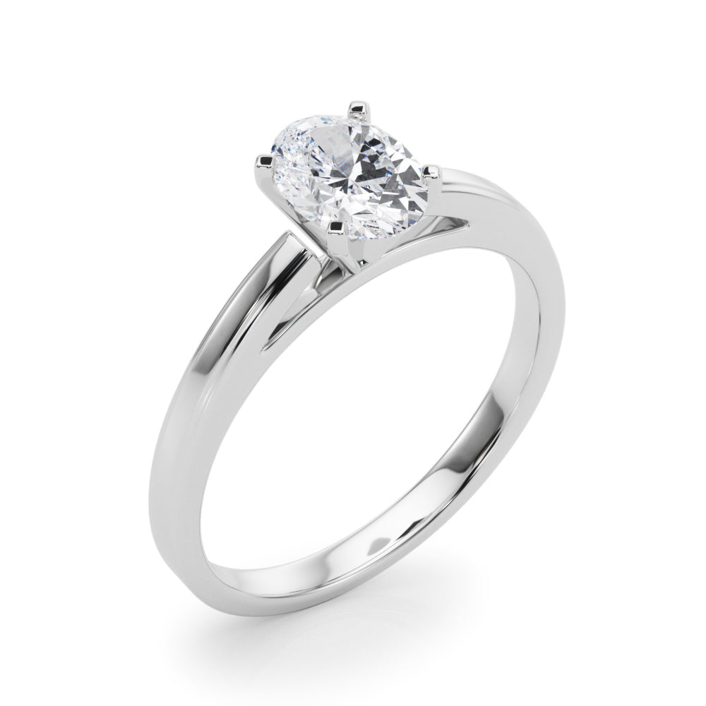 LUMEO Oval Solitaire Diamond Engagement Ring Angle View in Platinum 