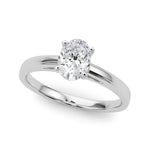 LUMEO Oval Solitaire Diamond Engagement Ring Front View in Platinum 