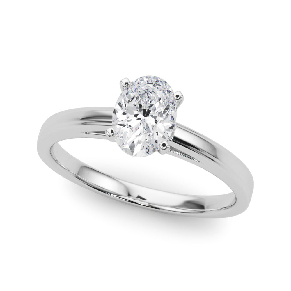 LUMEO Oval Solitaire Diamond Engagement Ring Front View in Platinum 