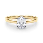 LUMEO Oval Solitaire Diamond Engagement Ring Set in 18k Solid Yellow Gold 