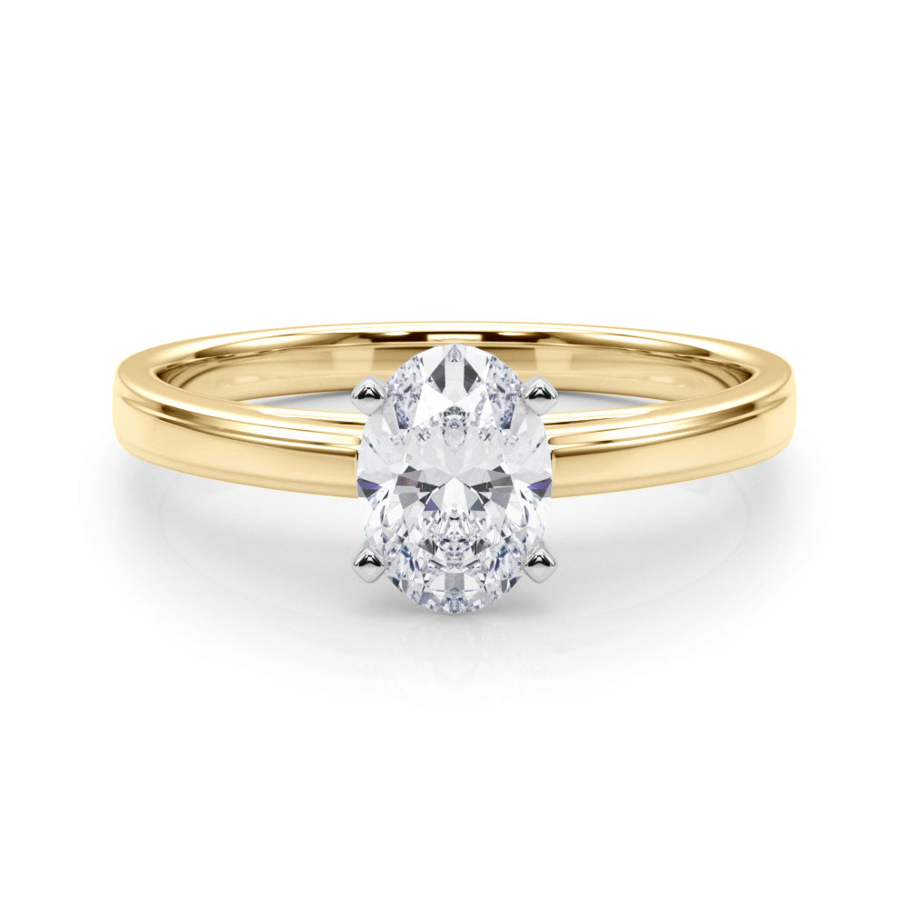 LUMEO Oval Solitaire Diamond Engagement Ring Set in 18k Solid Yellow Gold 