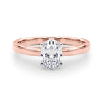 LUMEO Oval Solitaire Diamond Engagement Ring Set in 18k Solid Rose Gold 