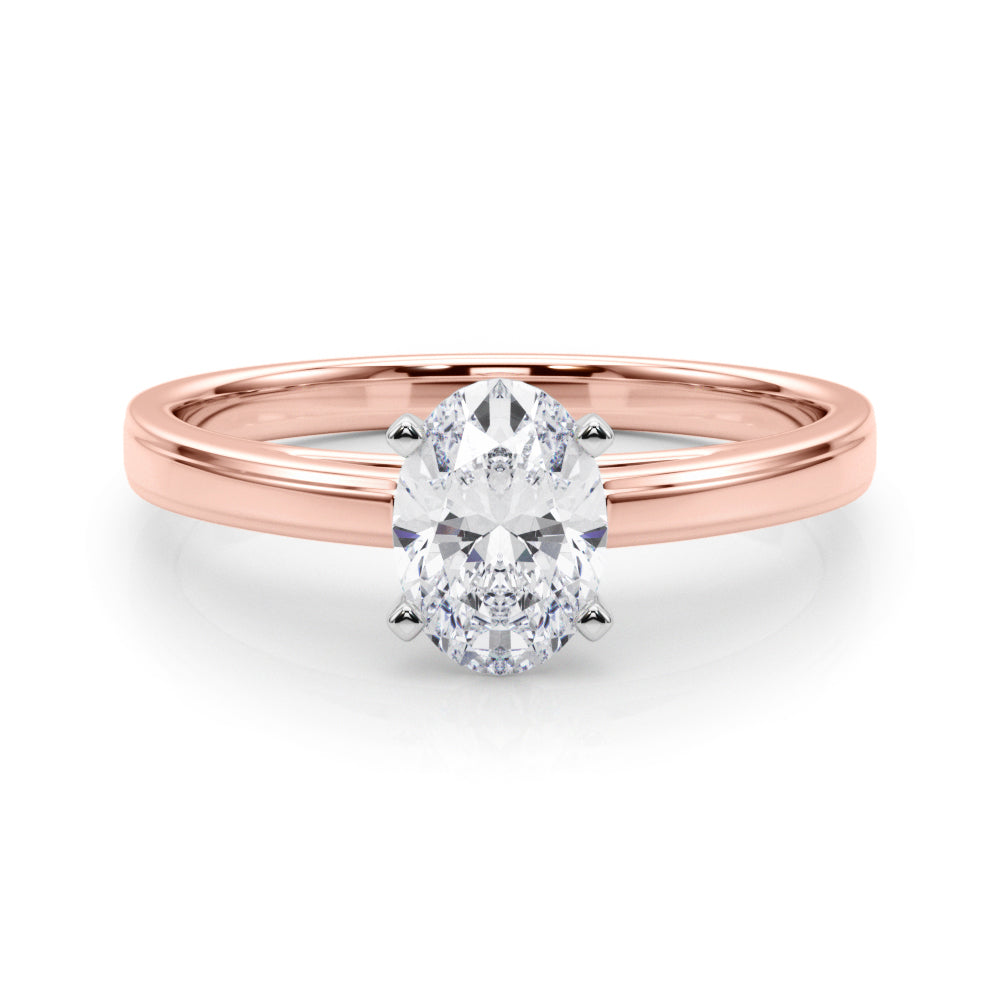 LUMEO Oval Solitaire Diamond Engagement Ring Set in 18k Solid Rose Gold 