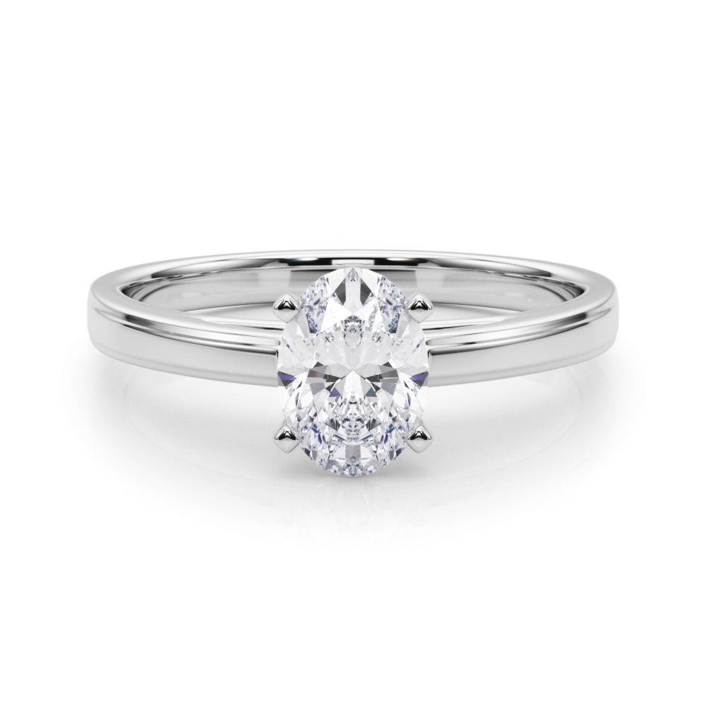 LUMEO Oval Solitaire Diamond Engagement Ring Set in Platinum 