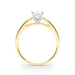 LUMEO Oval Solitaire Diamond Engagement Ring Side View in 18k Solid Yellow Gold 