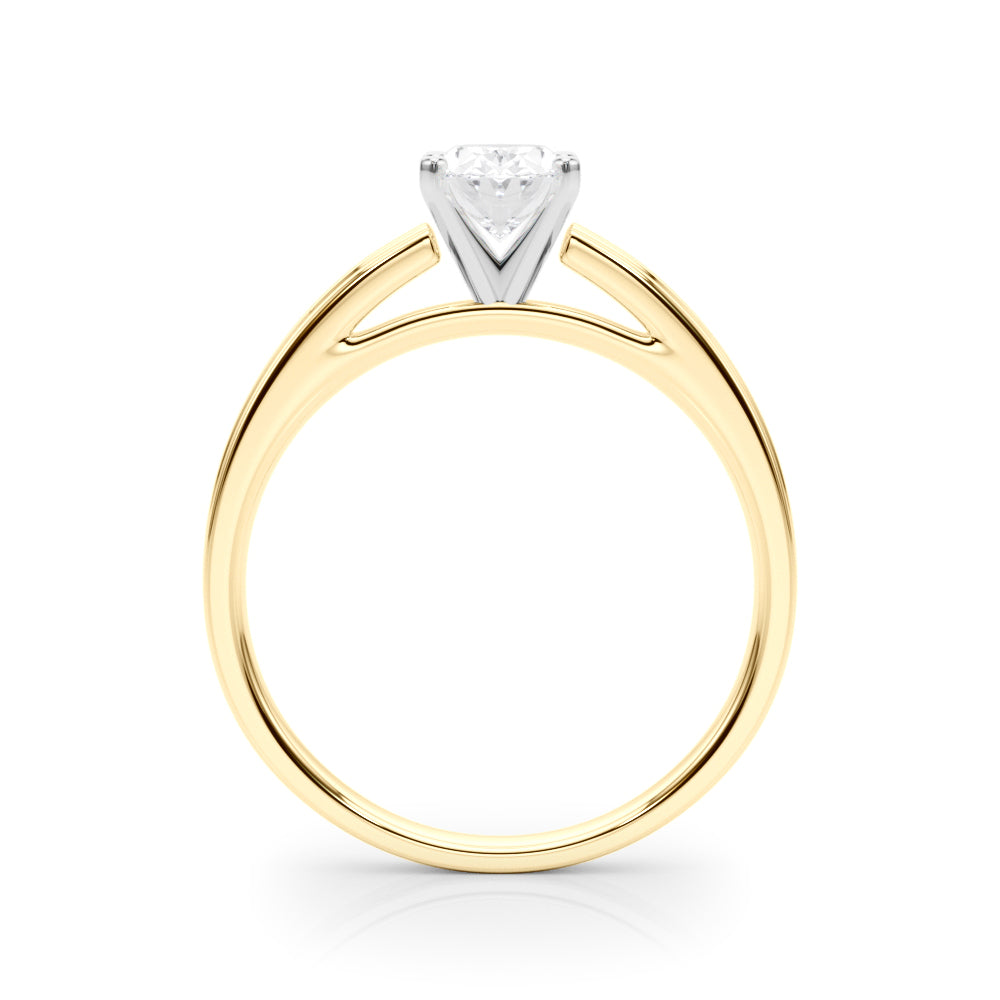 LUMEO Oval Solitaire Diamond Engagement Ring Side View in 18k Solid Yellow Gold 