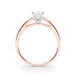 LUMEO Oval Solitaire Diamond Engagement Ring Side View in 18k Solid Rose Gold 