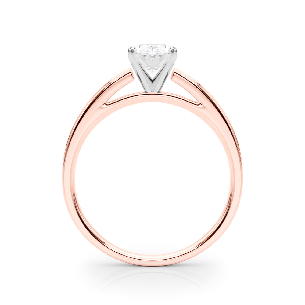 LUMEO Oval Solitaire Diamond Engagement Ring Side View in 18k Solid Rose Gold 