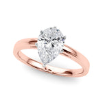 LUMEO Pear Solitaire Diamond Engagement Ring Front View in 18k Solid Rose Gold 