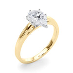 LUMEO Pear Solitaire Diamond Engagement Ring Angle View in 18k Solid Yellow Gold 