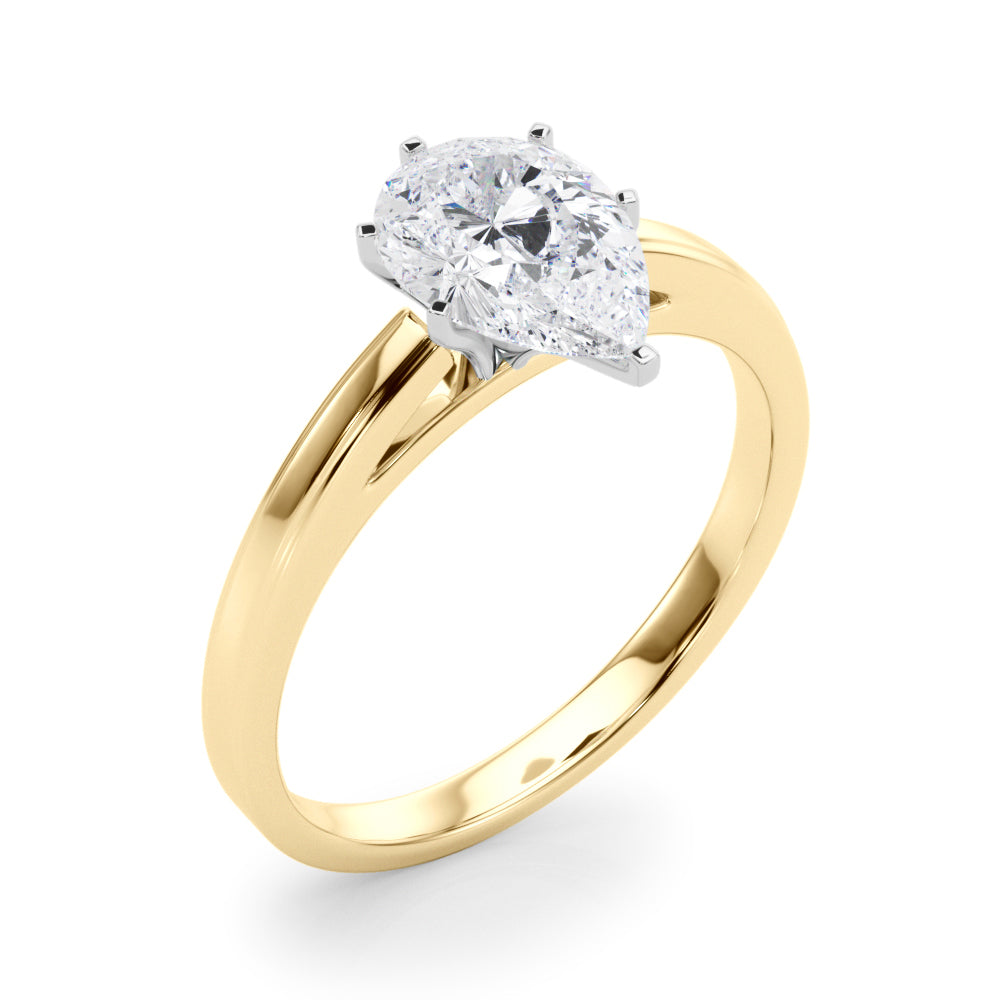 LUMEO Pear Solitaire Diamond Engagement Ring Angle View in 18k Solid Yellow Gold 