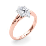 LUMEO Pear Solitaire Diamond Engagement Ring Angle View in 18k Solid Rose Gold 