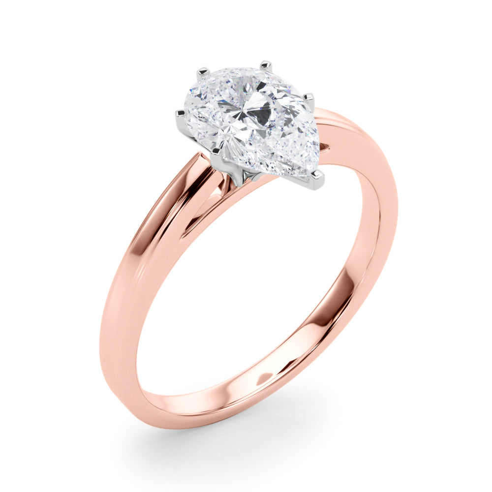 LUMEO Pear Solitaire Diamond Engagement Ring Angle View in 18k Solid Rose Gold 