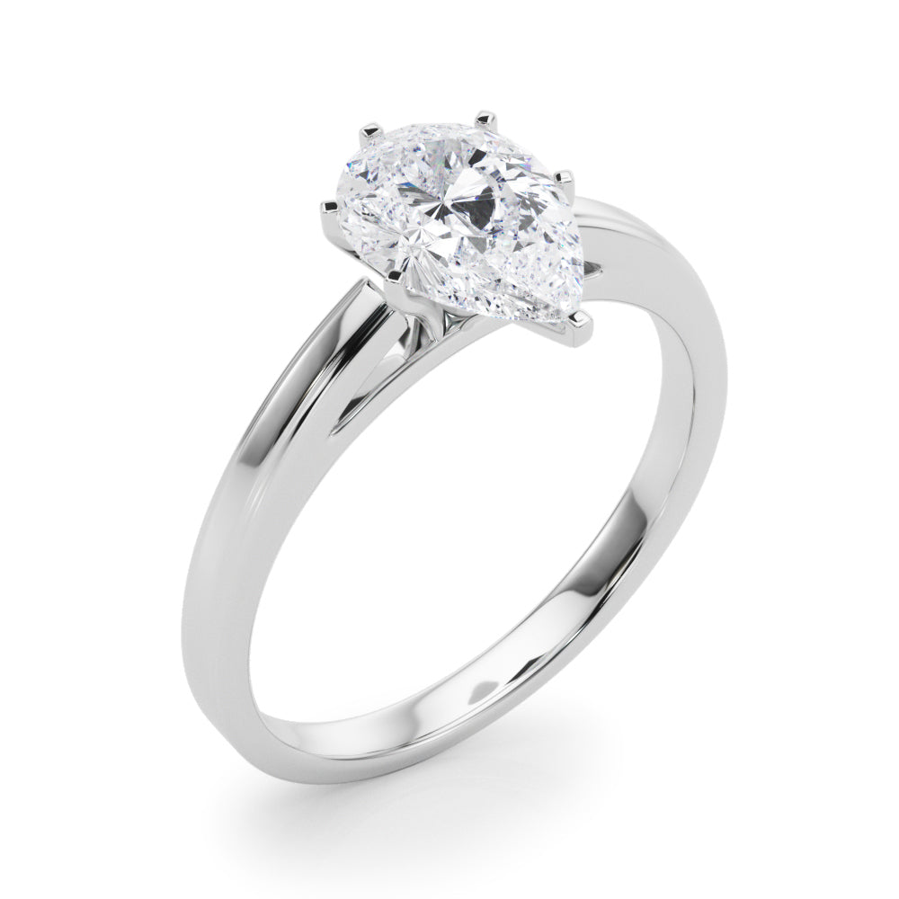 LUMEO Pear Solitaire Diamond Engagement Ring Angle View in Platinum 