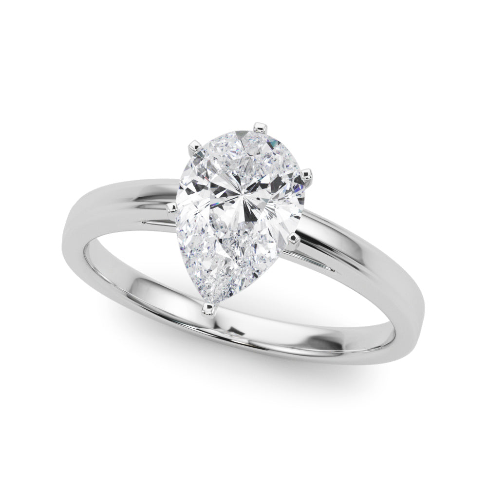 LUMEO Pear Solitaire Diamond Engagement Ring Front View in Platinum 