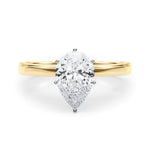 LUMEO Pear Solitaire Diamond Engagement Ring Set in 18k Solid Yellow Gold 
