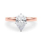 LUMEO Pear Solitaire Diamond Engagement Ring Set in 18k Solid Rose Gold 