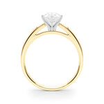 LUMEO Pear Solitaire Diamond Engagement Ring Side View in 18k Solid Yellow Gold 