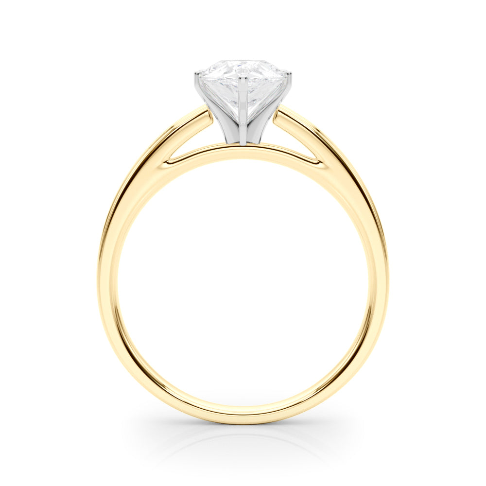 LUMEO Pear Solitaire Diamond Engagement Ring Side View in 18k Solid Yellow Gold 
