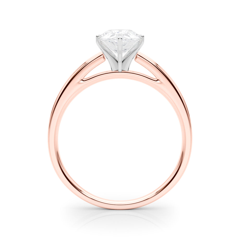 LUMEO Pear Solitaire Diamond Engagement Ring Side View in 18k Solid Rose Gold 