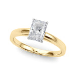 LUMEO Radiant Solitaire Diamond Engagement Ring Front View in 18k Solid Yellow Gold 
