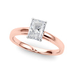 LUMEO Radiant Solitaire Diamond Engagement Ring Front View in 18k Solid Rose Gold 
